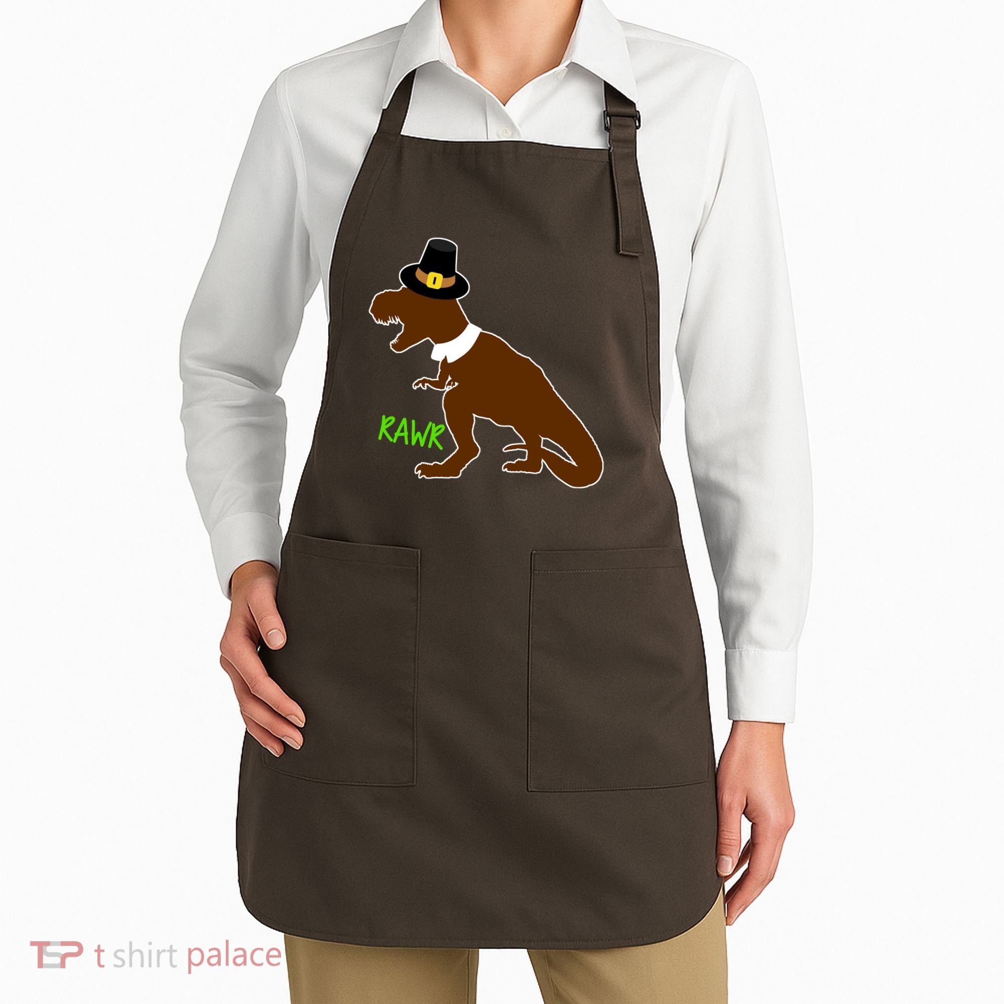 Dinosaur Thanksgiving T-Rex Pilgrim Apron