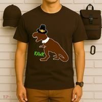 Dinosaur Thanksgiving T-Rex Pilgrim T-Shirt thumb 6