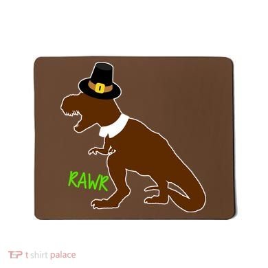 Dinosaur Thanksgiving T-Rex Pilgrim Mousepad
