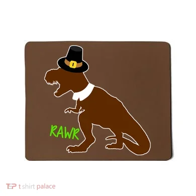Dinosaur Thanksgiving T-Rex Pilgrim Mousepad