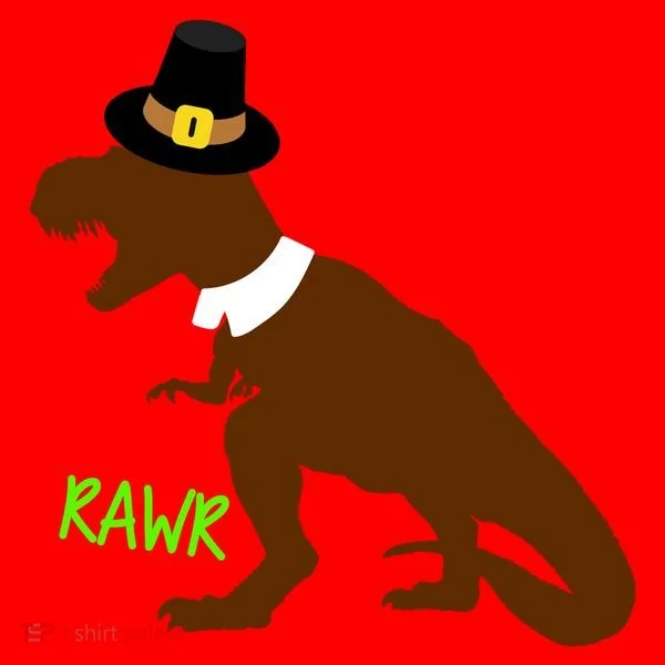 Dinosaur Thanksgiving T-Rex Pilgrim Santa Hat