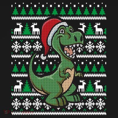 Dinosaur Ugly Christmas Women's Long Sleeve Flannel Pajama Set 