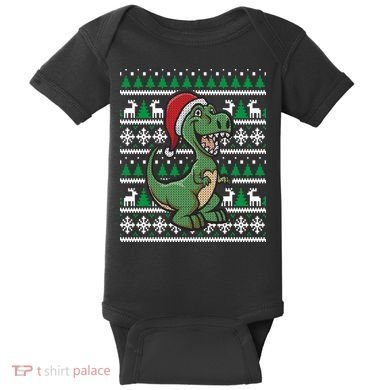 Dinosaur Ugly Christmas Baby Bodysuit