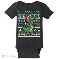 Dinosaur Ugly Christmas Baby Bodysuit thumb 0