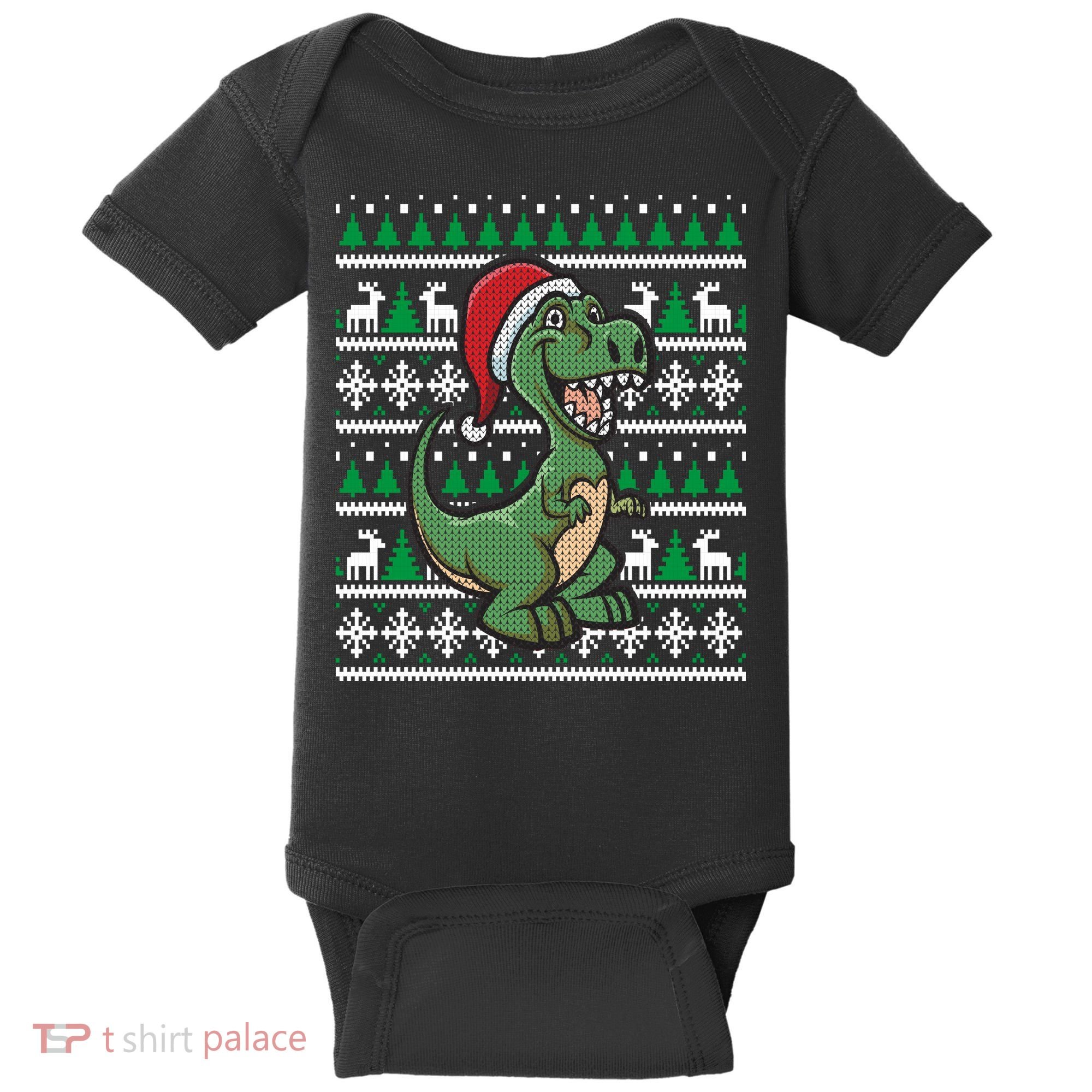 Dinosaur Ugly Christmas Baby Bodysuit