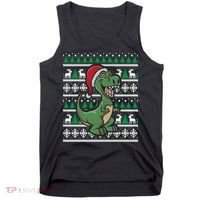 Dinosaur Ugly Christmas Tank Top thumb 0