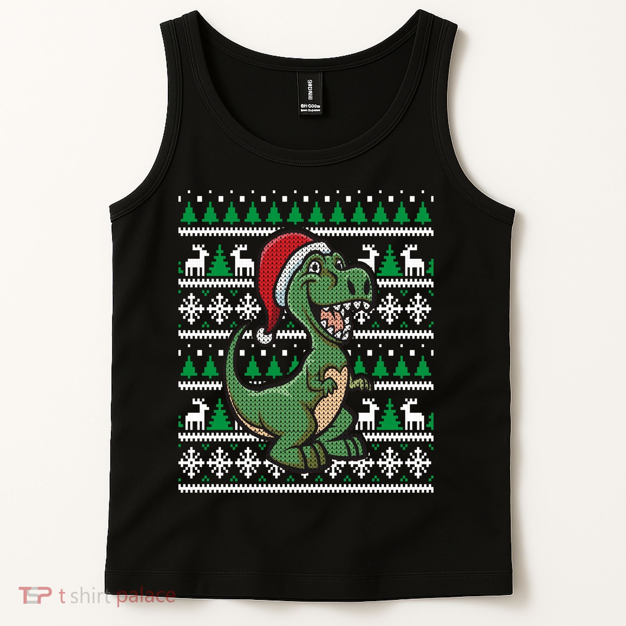 Dinosaur Ugly Christmas Tank Top