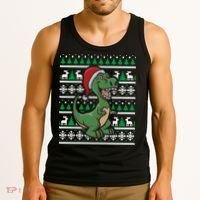 Dinosaur Ugly Christmas Tank Top thumb 3