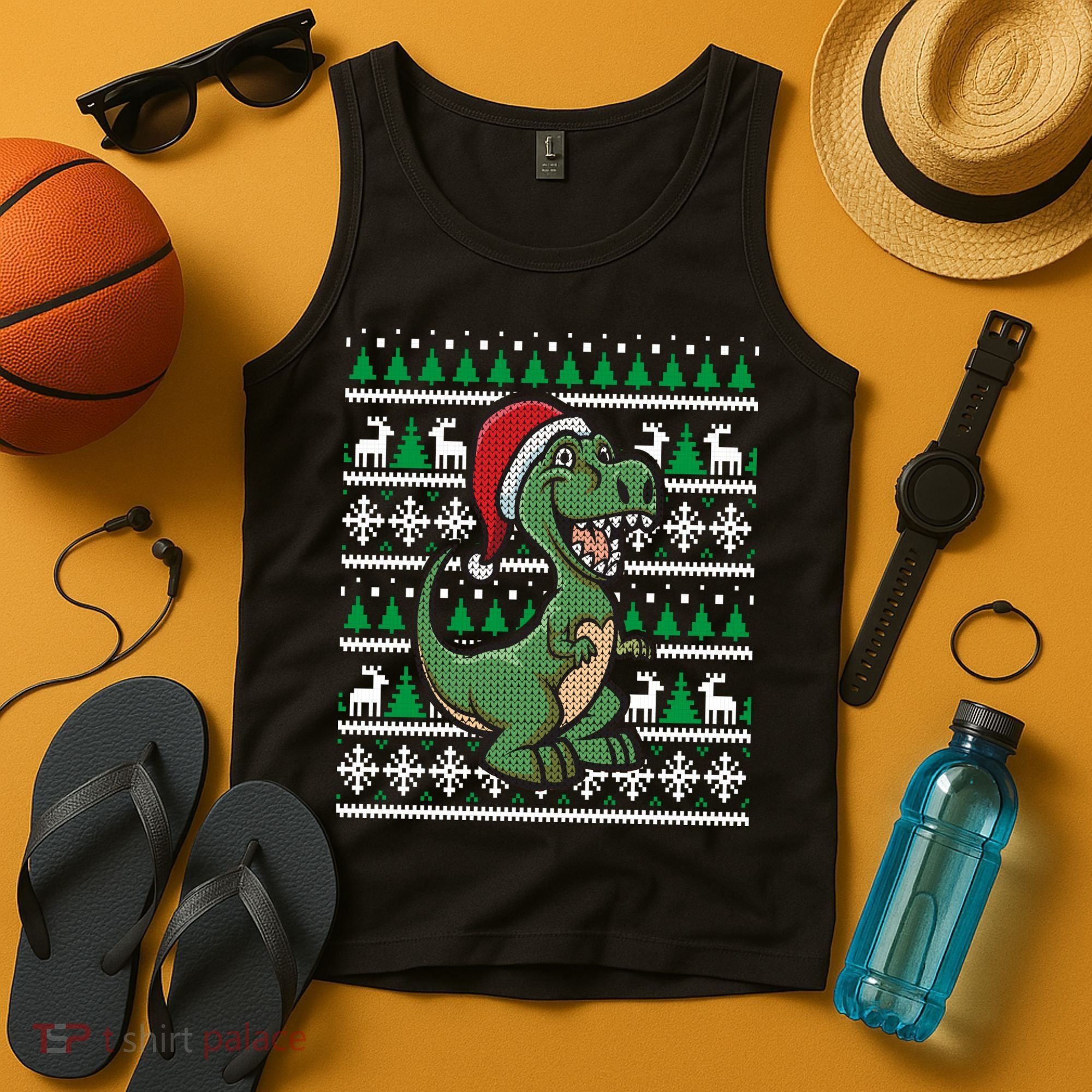 Dinosaur Ugly Christmas Tank Top