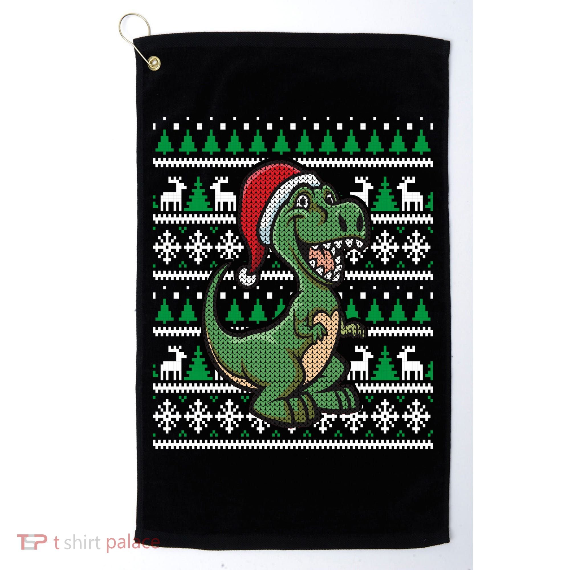 Dinosaur Ugly Christmas Golf Towel
