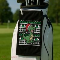 Dinosaur Ugly Christmas Golf Towel thumb 2