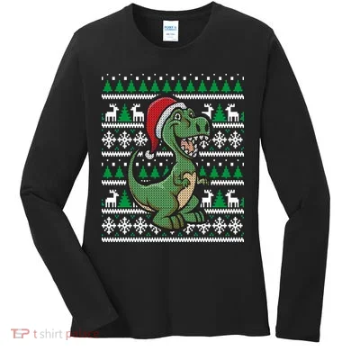 Dinosaur Ugly Christmas Women's Long Sleeve Shirt