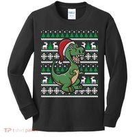 Dinosaur Ugly Christmas Kids Long Sleeve Shirt thumb 0