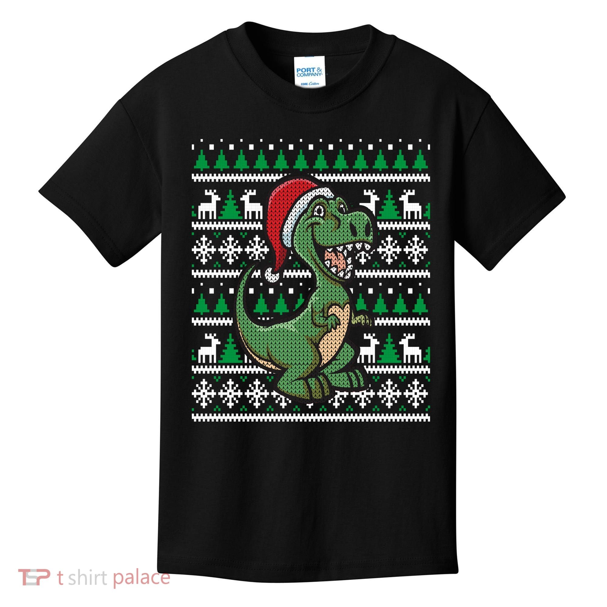 Dinosaur Ugly Christmas Kids T-Shirt