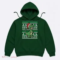 Dinosaur Ugly Christmas Hoodie thumb 0