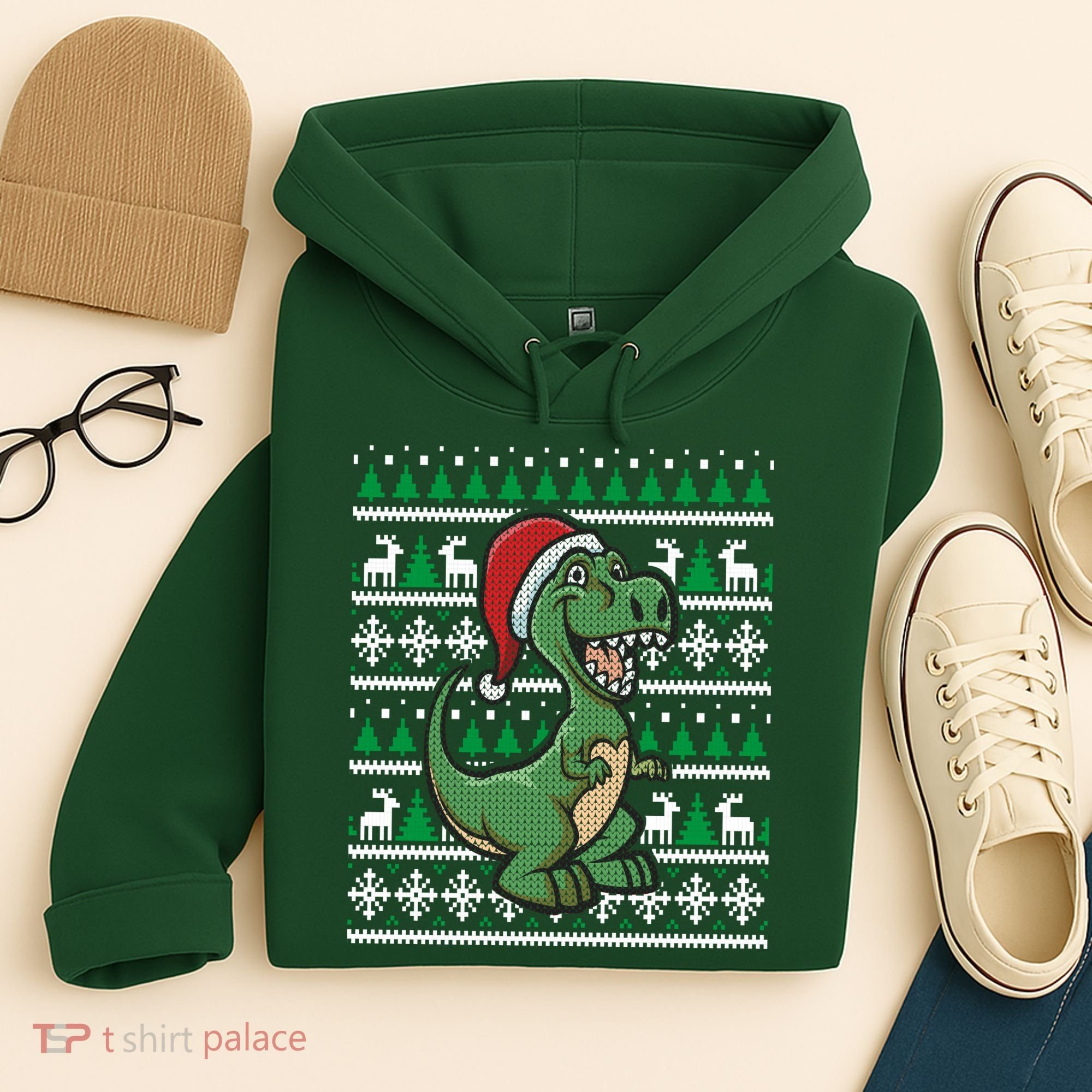 Dinosaur Ugly Christmas Hoodie