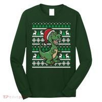 Dinosaur Ugly Christmas Long Sleeve Shirt thumb 0