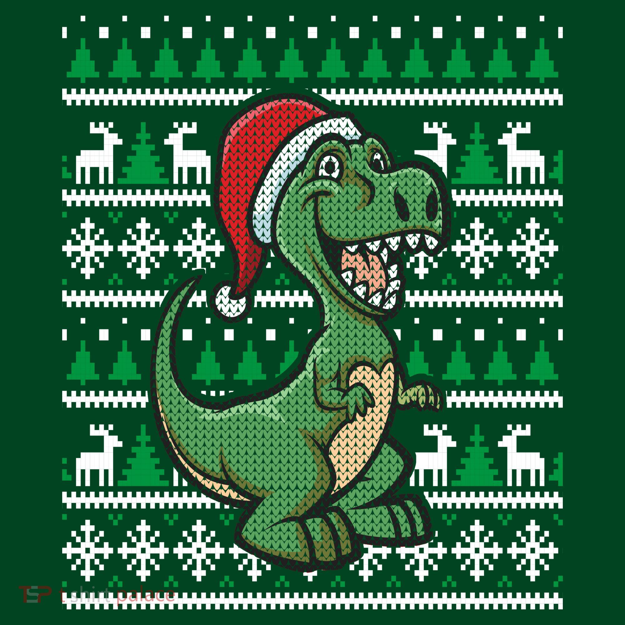 Dinosaur Ugly Christmas Button