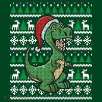Dinosaur Ugly Christmas Women's T-Shirt thumb 6