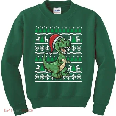 Dinosaur Ugly Christmas Kids Sweatshirt