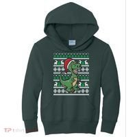 Dinosaur Ugly Christmas Kids Hoodie thumb 0