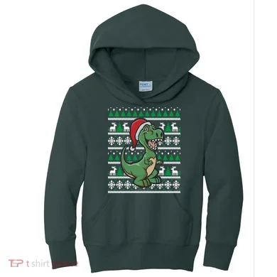 Dinosaur Ugly Christmas Kids Hoodie