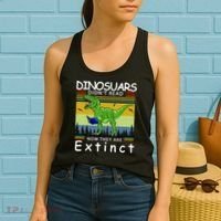 Dinosaurs Didn't Read Now They Are Extinct Funny Women's Tank Top thumb 2