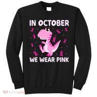 Dinosaur In October We Wear Pink Breast Cancer Boys Sweatshirt thumb 0