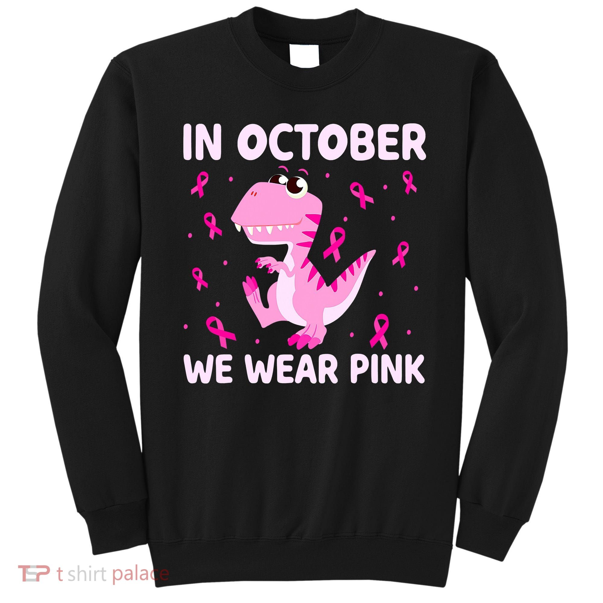 Dinosaur In October We Wear Pink Breast Cancer Boys Sweatshirt