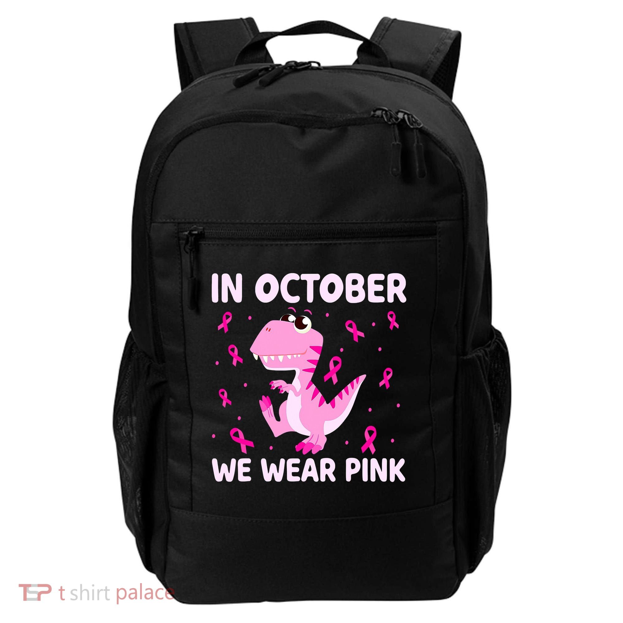 Dinosaur In October We Wear Pink Breast Cancer Boys Backpack