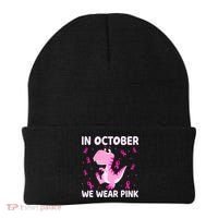 Dinosaur In October We Wear Pink Breast Cancer Boys Beanie thumb 0