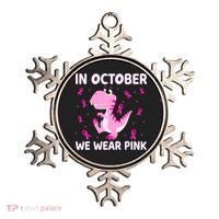 Dinosaur In October We Wear Pink Breast Cancer Boys Ornament thumb 0