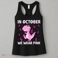 Dinosaur In October We Wear Pink Breast Cancer Boys Women's Tank Top thumb 3