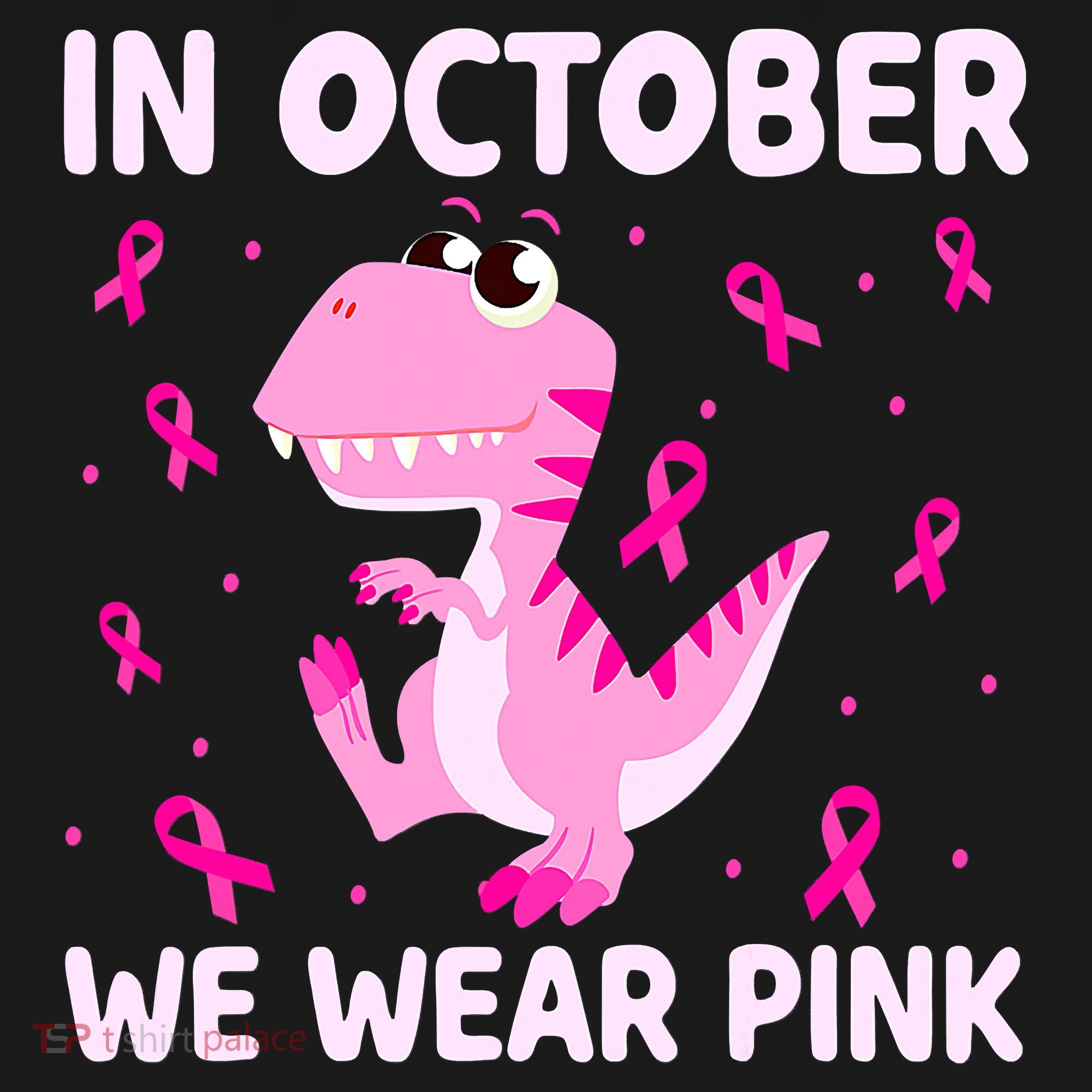 Dinosaur In October We Wear Pink Breast Cancer Boys Women's Tank Top