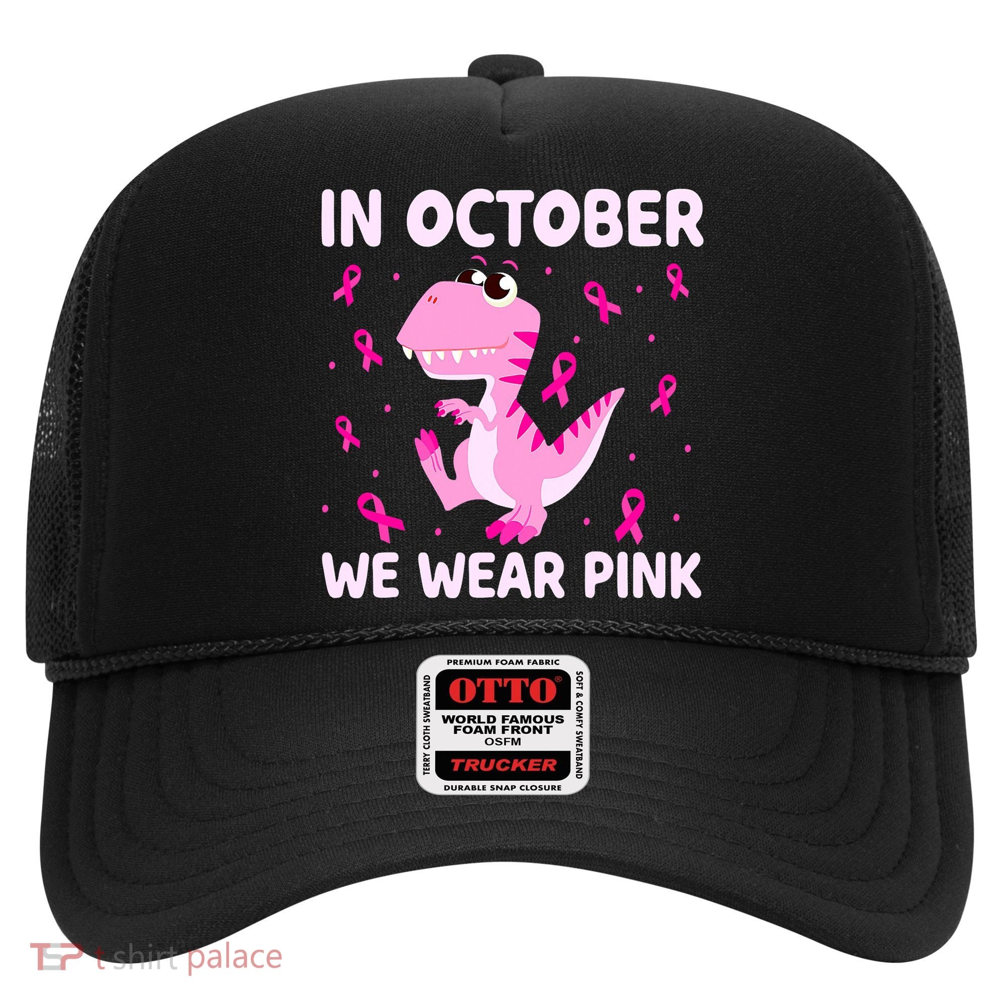 Dinosaur In October We Wear Pink Breast Cancer Boys Hat