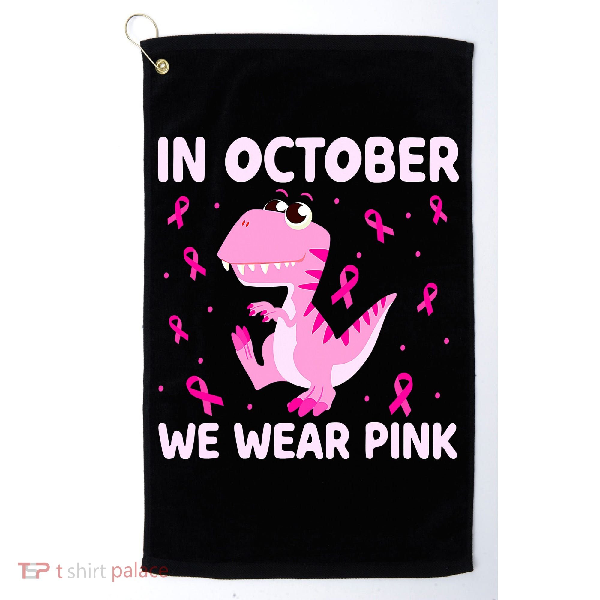 Dinosaur In October We Wear Pink Breast Cancer Boys Golf Towel