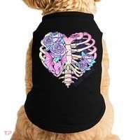 Dead Inside Pink Skeleton Chest Crow Heart Roses Halloween Gift Doggie Tank thumb 0
