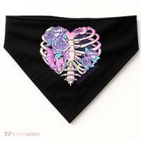 Dead Inside Pink Skeleton Chest Crow Heart Roses Halloween Gift USA-Made Doggie Bandana thumb 0