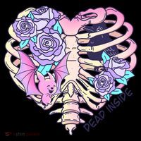Dead Inside Pink Skeleton Chest Crow Heart Roses Halloween Gift USA-Made Doggie Bandana thumb 2