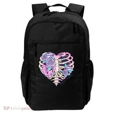 Dead Inside Pink Skeleton Chest Crow Heart Roses Halloween Gift Backpack
