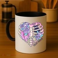 Dead Inside Pink Skeleton Chest Crow Heart Roses Halloween Gift Coffee Mug thumb 4