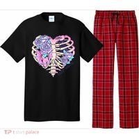Dead Inside Pink Skeleton Chest Crow Heart Roses Halloween Gift Pajama Set thumb 0