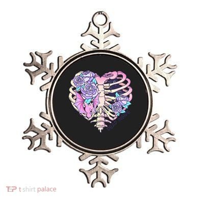 Dead Inside Pink Skeleton Chest Crow Heart Roses Halloween Gift Ornament