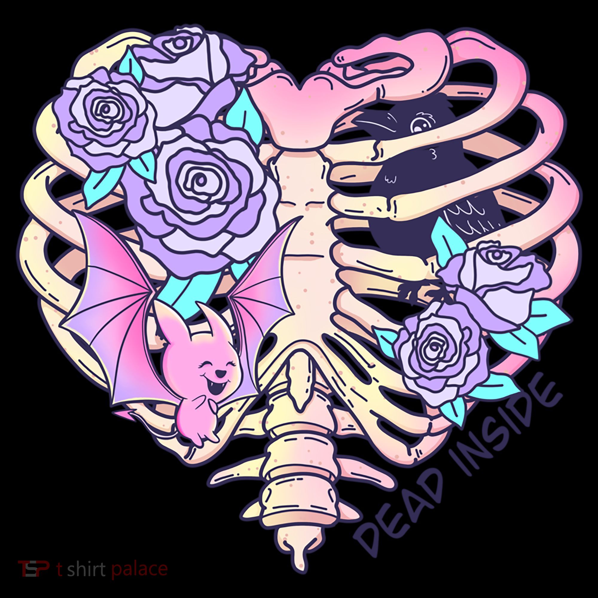 Dead Inside Pink Skeleton Chest Crow Heart Roses Halloween Gift Ornament