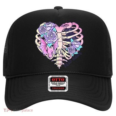 Dead Inside Pink Skeleton Chest Crow Heart Roses Halloween Gift Hat