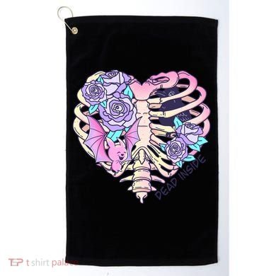 Dead Inside Pink Skeleton Chest Crow Heart Roses Halloween Gift Golf Towel