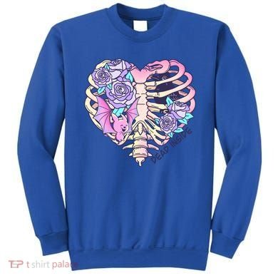 Dead Inside Pink Skeleton Chest Crow Heart Roses Halloween Gift Sweatshirt