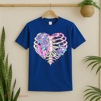 Dead Inside Pink Skeleton Chest Crow Heart Roses Halloween Gift T-Shirt thumb 2