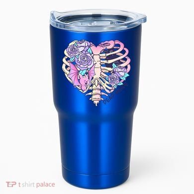 Dead Inside Pink Skeleton Chest Crow Heart Roses Halloween Gift Tumbler
