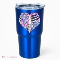 Dead Inside Pink Skeleton Chest Crow Heart Roses Halloween Gift Tumbler thumb 0